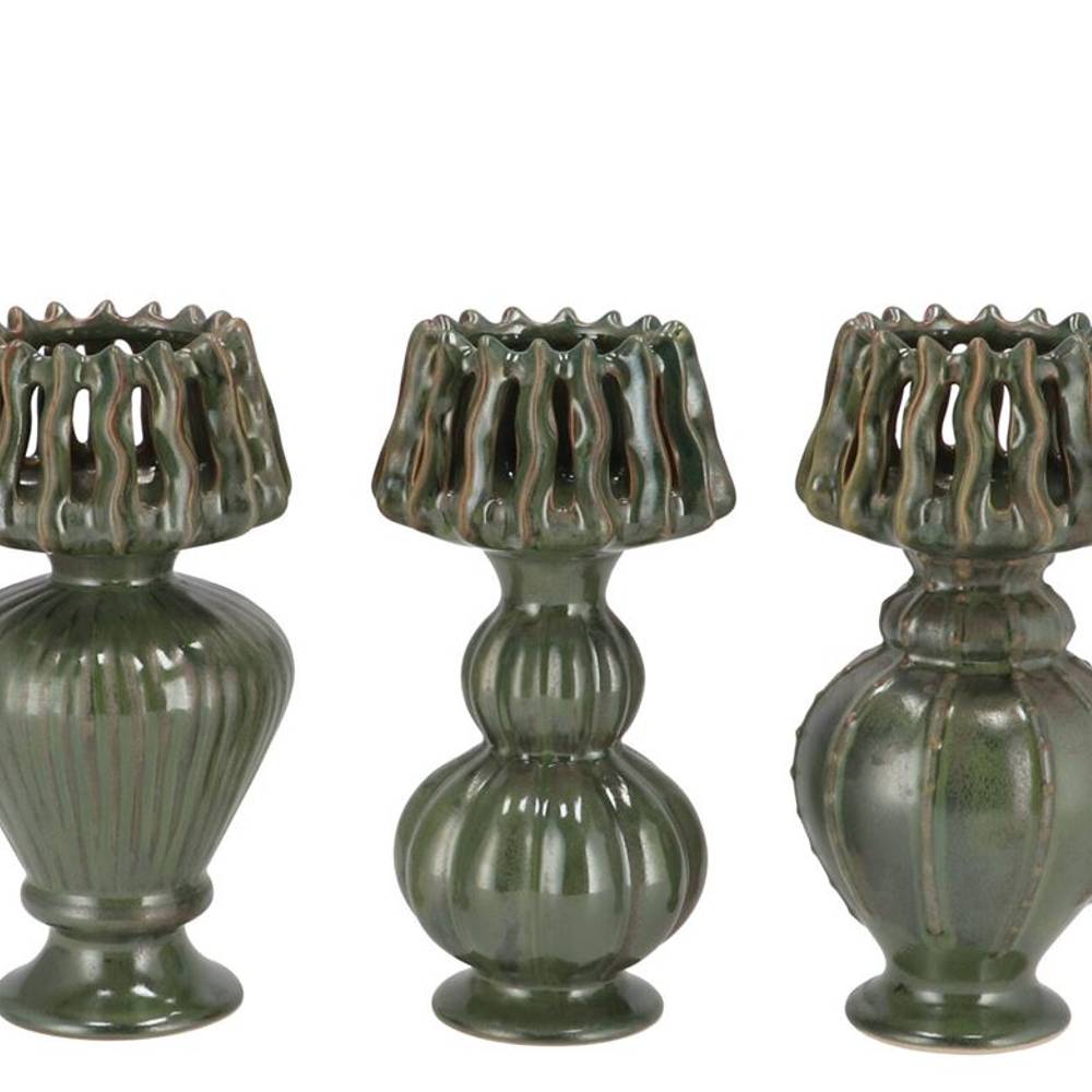 Keramik Vase Milou Lampe grün  09x09x18cm
