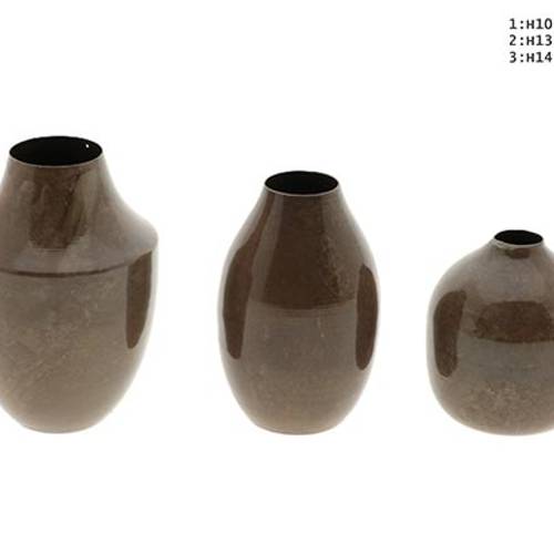 Metall Vase Venato 3/Set braun D10.5cm H14.5cm