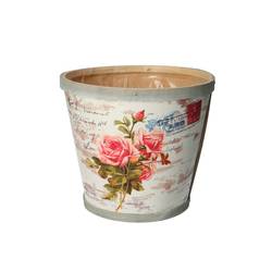 Holz Übertopf Rose D17cm H15cm