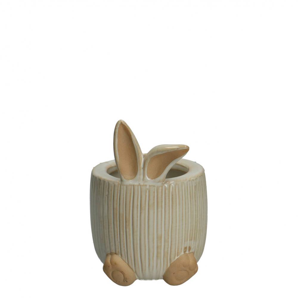 Keramik Übertopf Bunny creme D09cm H13.5cm 