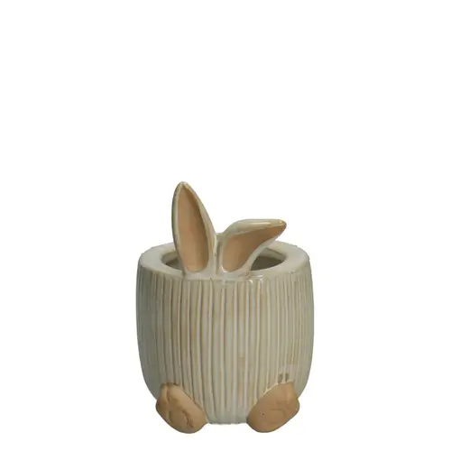 Keramik Übertopf Bunny creme D09cm H13.5cm 