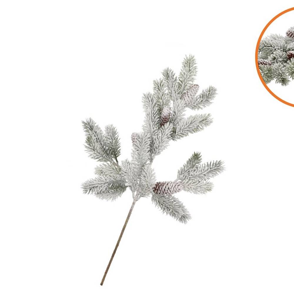 Seidenkiefer mit Zapfen und Schnee L64cm