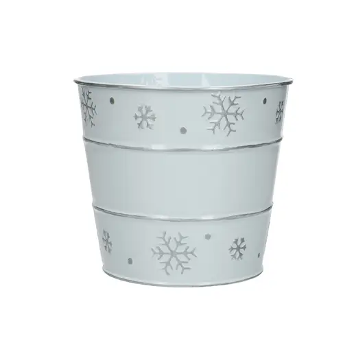 Zink Übertopf Snowflake Rim weiss D14cm H13cm