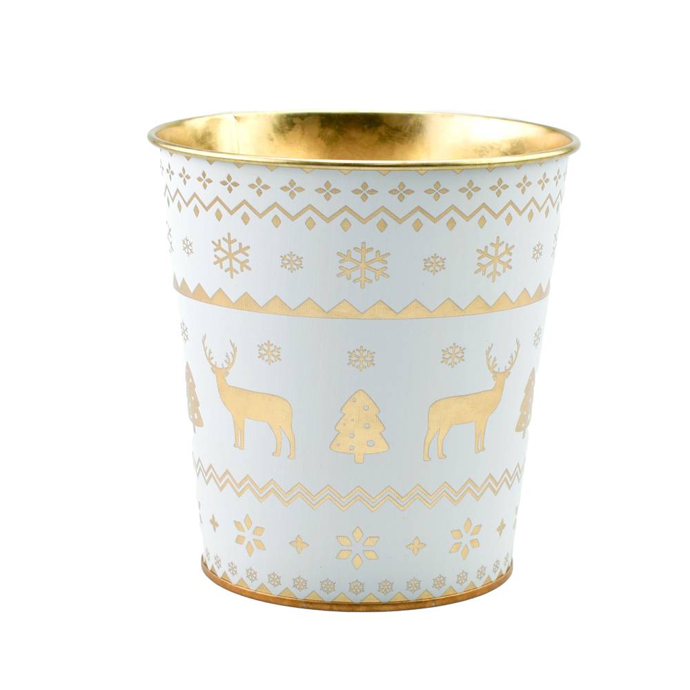 Zink Übertopf Osna weiss/gold D13cm H13cm