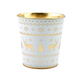 Zink Übertopf Osna weiss/gold D13cm H13cm