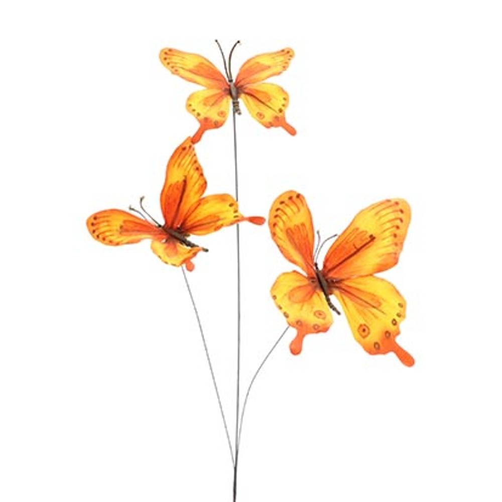 Schmetterling Trio auf Stab orange L50cm