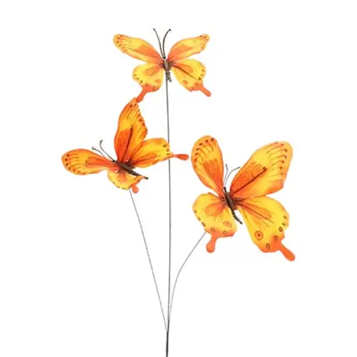 Schmetterling Trio auf Stab orange L50cm