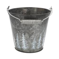Zink Eimer Baum grau D13cm H12cm