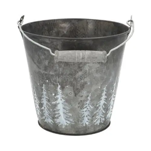 Zink Eimer Baum grau D13cm H12cm