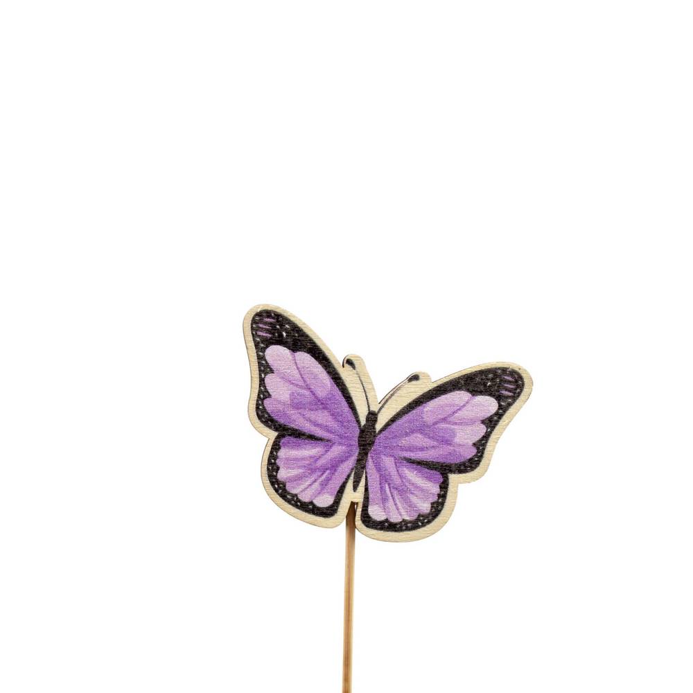 Schmetterling auf Stab lila D06cm L12cm