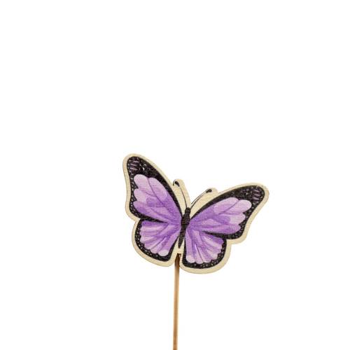 Schmetterling auf Stab lila D06cm L12cm