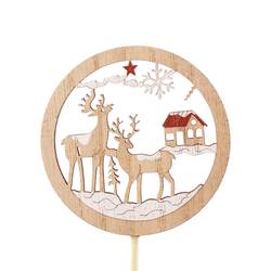 Rentier auf Stab Holz Offen braun L20cm 07cm 