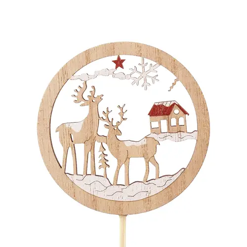 Rentier auf Stab Holz Offen braun L20cm 07cm 
