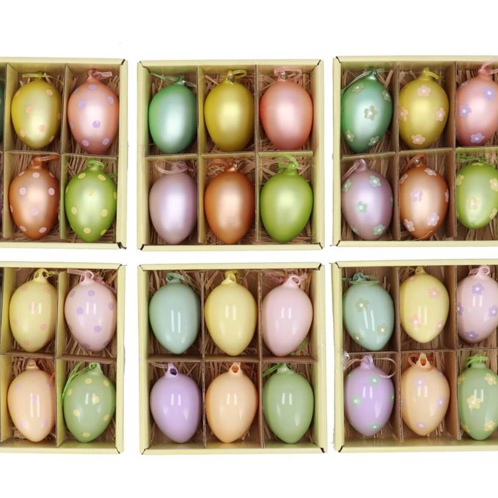 Glas Hänger Ei Mat mix pastel 06x06x09cm