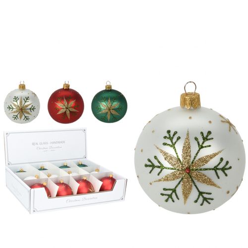 Deko Kugel Schneeflocke mix D06cm