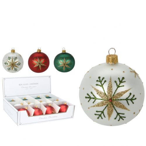 Deko Kugel Schneeflocke mix D06cm