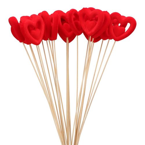Herz auf Stab Double rot 8x2x50cm x25