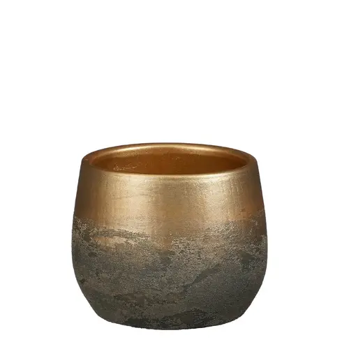 Keramik Übertopf Philip gold D16.5cm H13cm