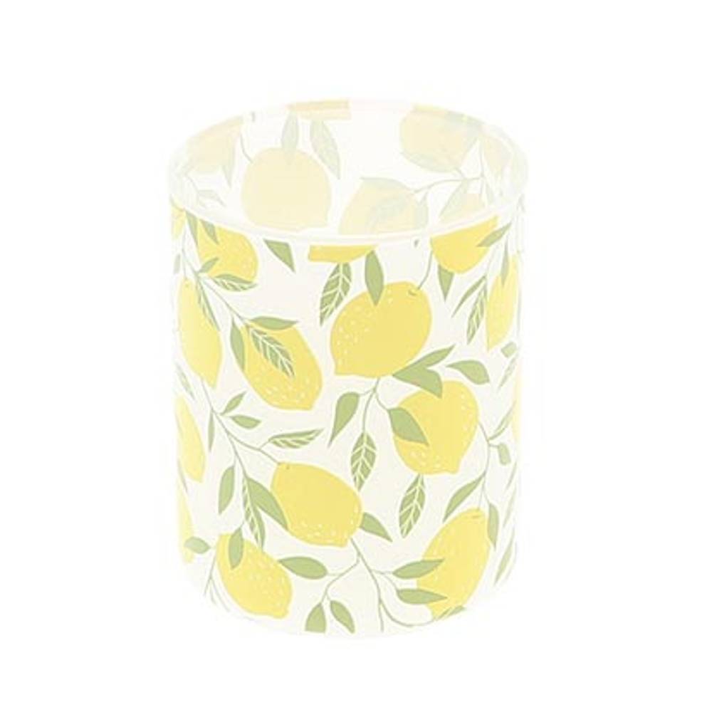 Glas Teelicht Obst Zitrone gelb D08cm H10cm