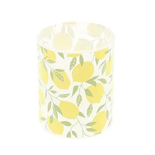 Glas Teelicht Obst Zitrone gelb D08cm H10cm