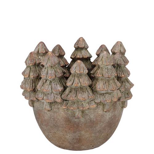 Beton Übertopf Baum gold 18x17x14cm