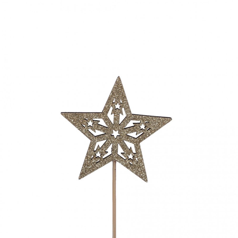 Stern auf Stab gold D07.5cm H25cm