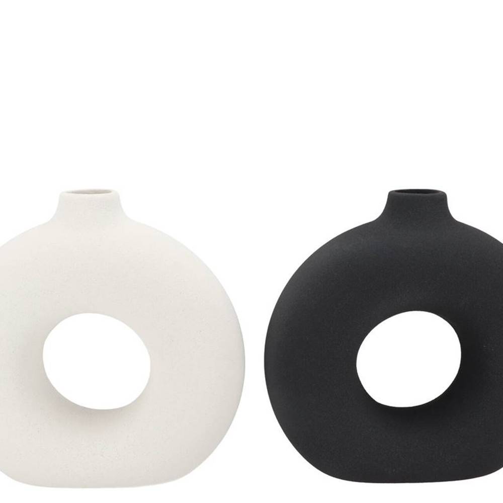 Keramik Vase mix Elin schwarz/weiss 11x31x31cm