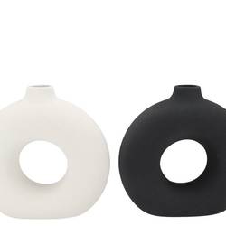 Keramik Vase mix Elin schwarz/weiss 11x31x31cm