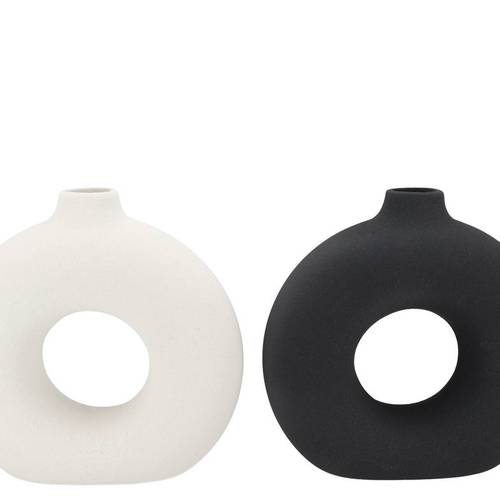 Keramik Vase mix Elin schwarz/weiss 11x31x31cm