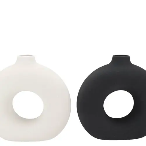 Keramik Vase mix Elin schwarz/weiss 11x31x31cm