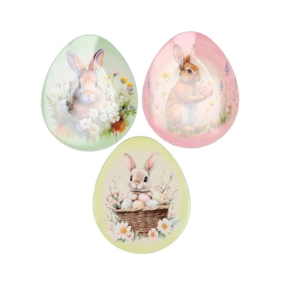 Melamine Teller Oval mix Ostern Hase pastel 29x35x01cm