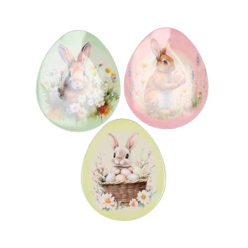 Melamine Teller Oval mix Ostern Hase pastel 29x35x01cm