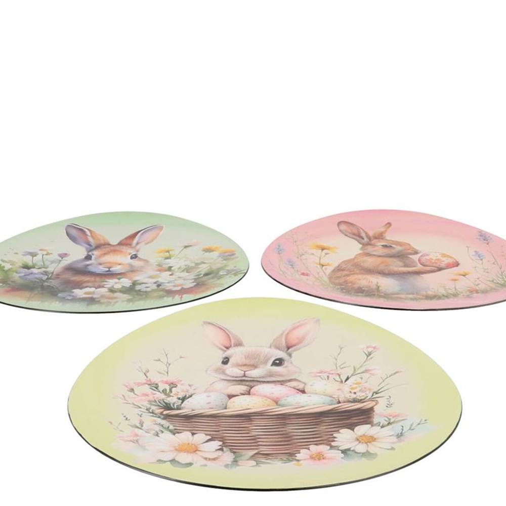 Melamine Teller Oval mix Ostern Hase pastel 29x35x01cm