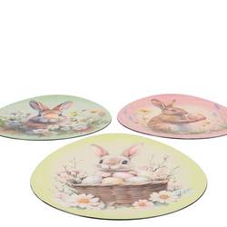 Melamine Teller Oval mix Ostern Hase pastel 29x35x01cm