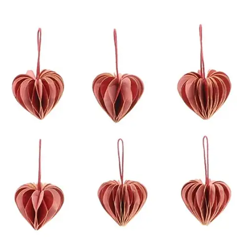 Hänger Herz faltbar rot x6 D04cm