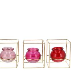 Glas Vase Polly Metall Reck mix rosa 11x11x13cm