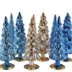Weihnachtsbaum blau gold glas metal 9x25cm