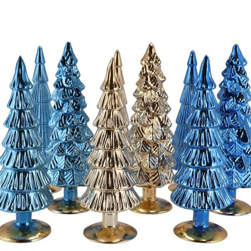 Weihnachtsbaum blau gold glas metal 9x25cm