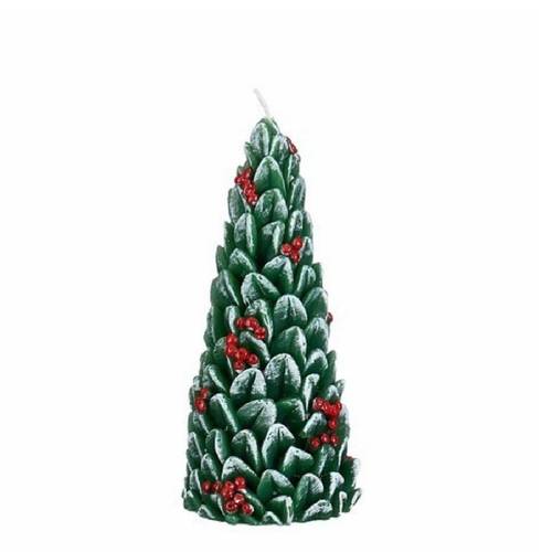 Kerzen Baum grün/rot D07cm H20.5cm