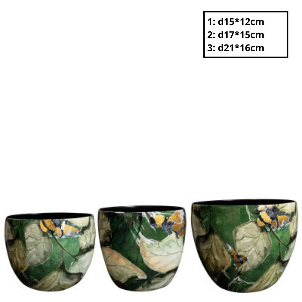 Deko Topf 3/Set Bee Green grün D21cm H16cm