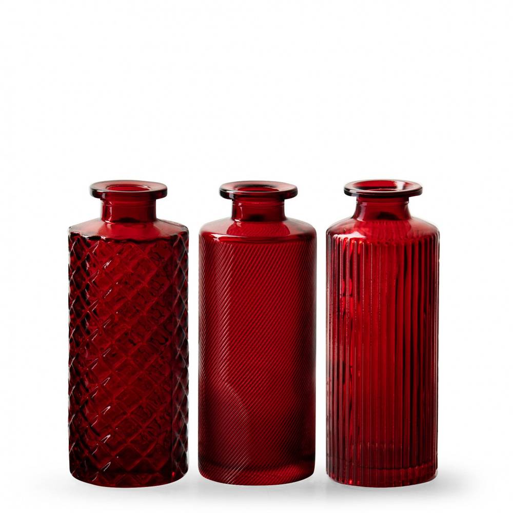 Glas Flasche Alanis mix rot D02/05cm H13cm