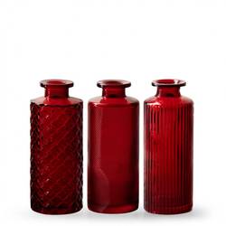 Glas Flasche Alanis mix rot D02/05cm H13cm