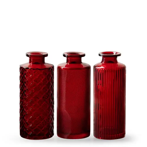 Glas Flasche Alanis mix rot D02/05cm H13cm