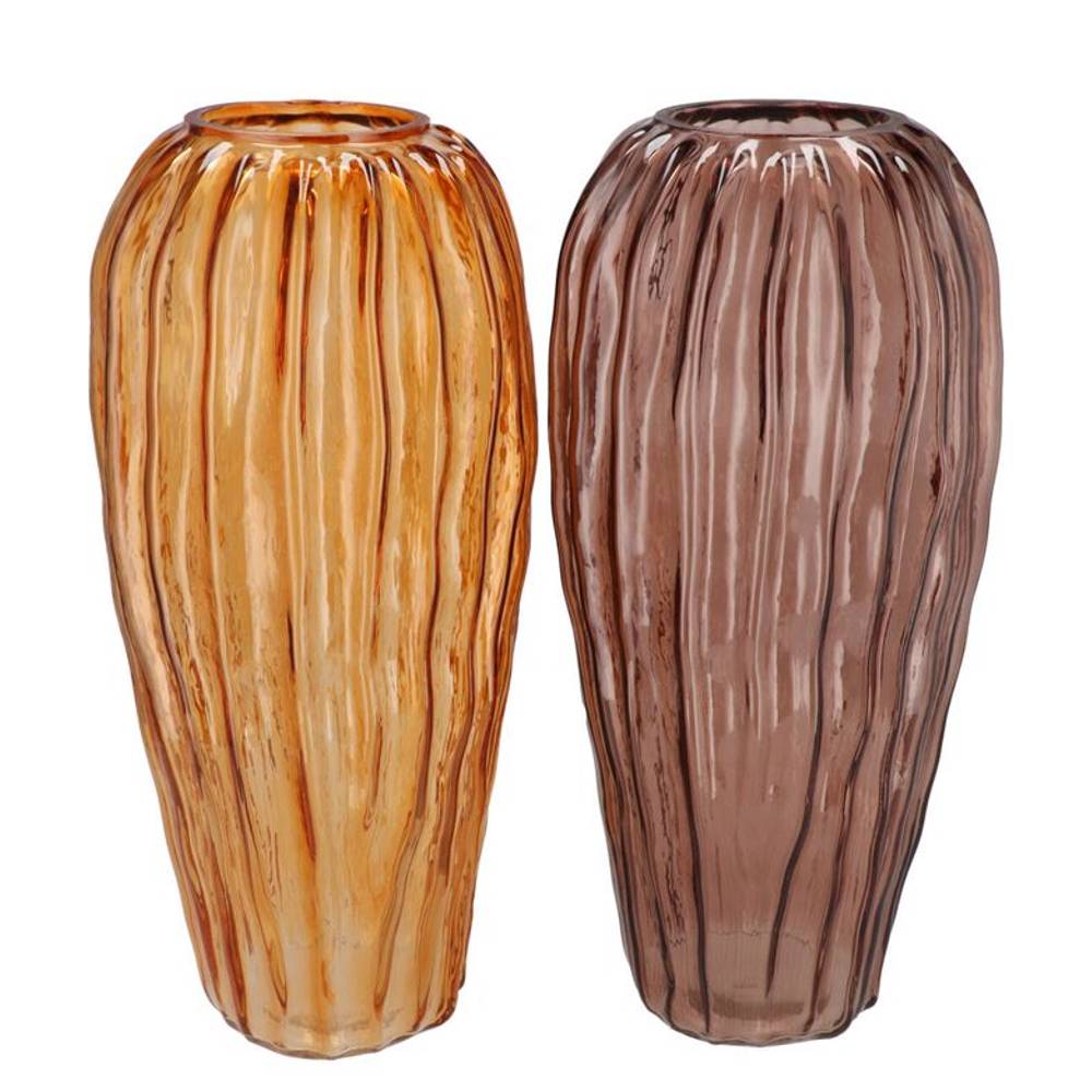 Glas Vase Marly Structure mix braun D19cm H40cm