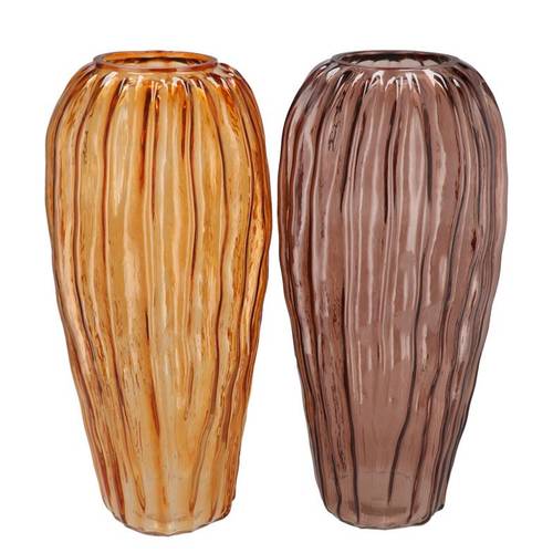 Glas Vase Marly Structure mix braun D19cm H40cm