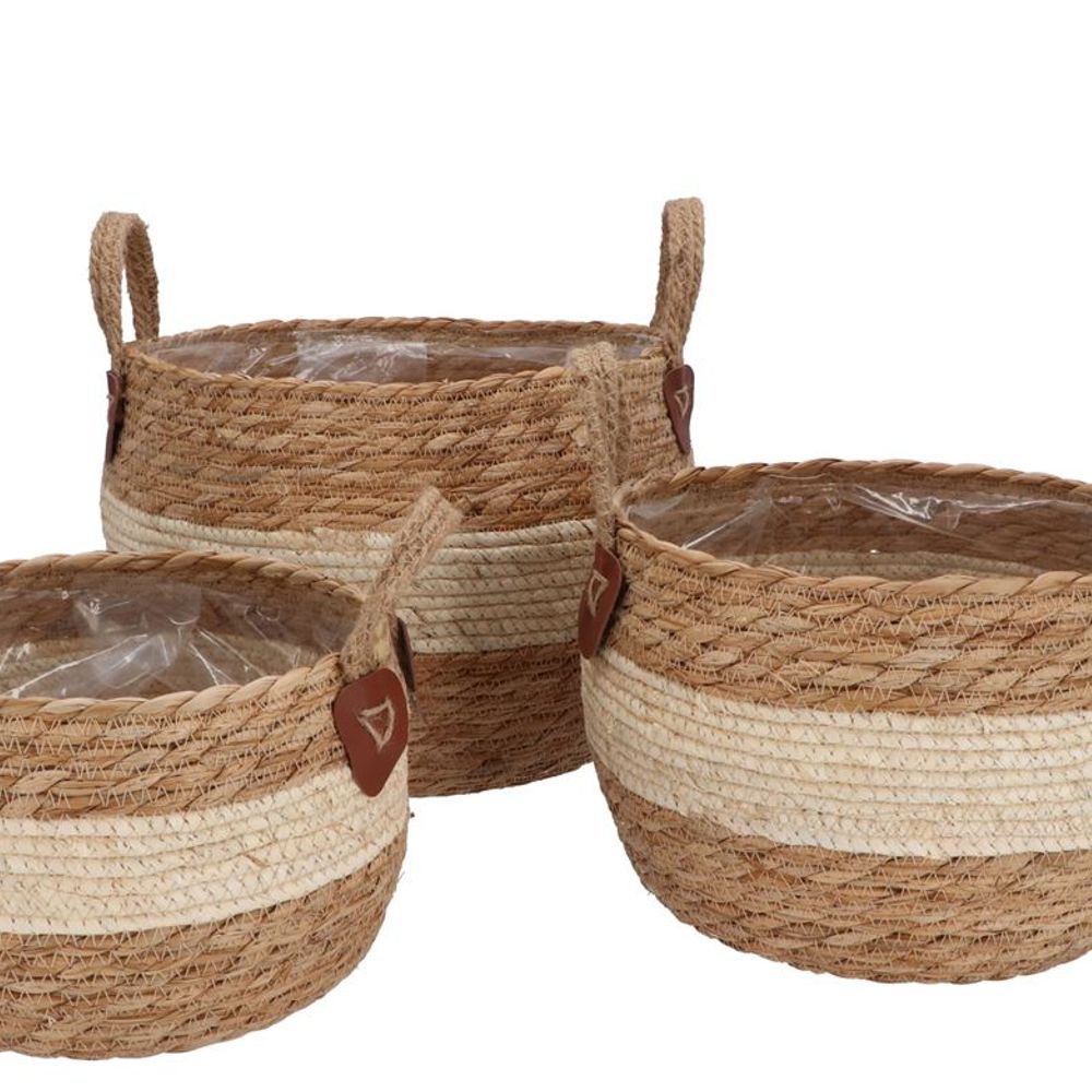 Korb Henkel Laos creme/nat 3/Set D30cm H21cm