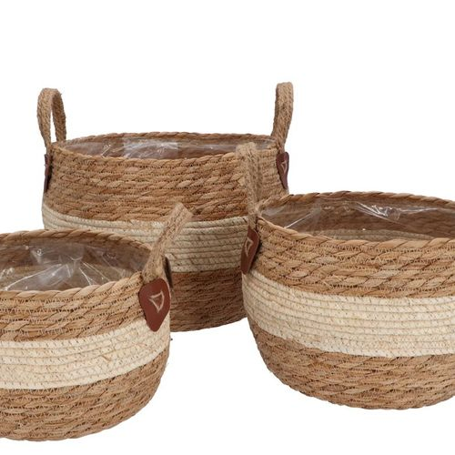 Korb Henkel Laos creme/nat 3/Set D30cm H21cm