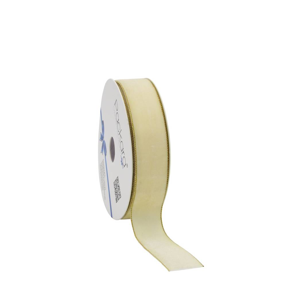 Band Velvet Lurex creme 25mm 10m