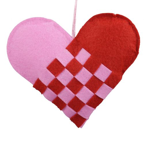 Hänger Herz Stoff rot/rosa D20cm