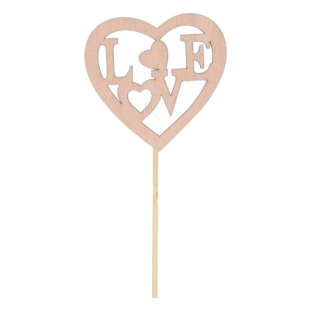 Herz auf Stab Love rosa D08cm H50cm